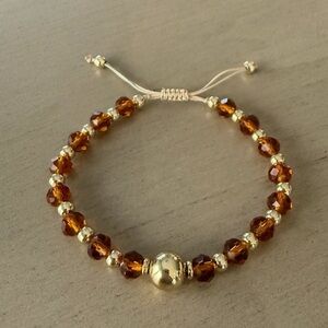 Elegant Gold and Brown Beaded Bracelet